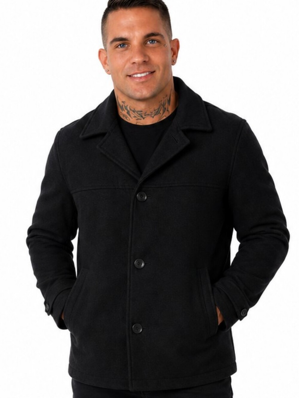 London Fog Vintage Men's Black Wool-Blend Peacoat - New Without Tags